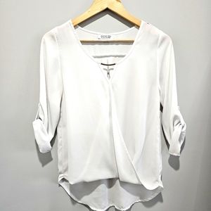 White Roll-up sleeve top